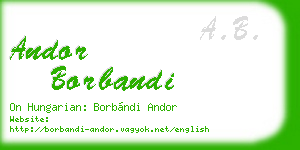 andor borbandi business card